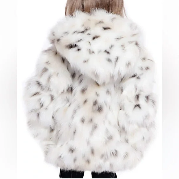 Kid's Snow Leopard Faux Fur Hooded Parka Kids Fabulous-Furs Donna Slayers Large